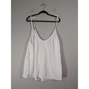NWT Old Navy Top Women Plus 4x White Sleeveless Tie‎ Straps Cotton Tank